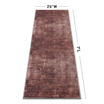 Contemporary Distressed Stripe Machine Washable Area Rug