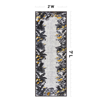 Contemporary Floral Border Indoor/Outdoor Area Rug