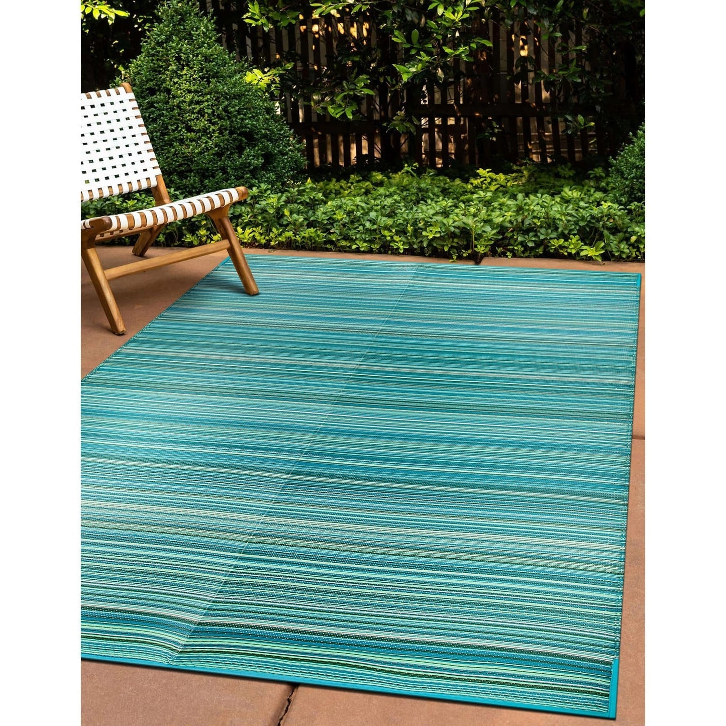 Contemporary Stripe Reversible Plastic Outdoor Rugs
