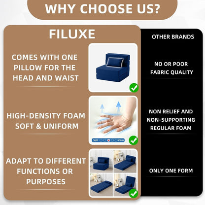 Convertible Folding Sofa Bed - Modern Linen Sleeper Chair with Pillow & Foldable Mattress for Living Room/Dorm/Guest