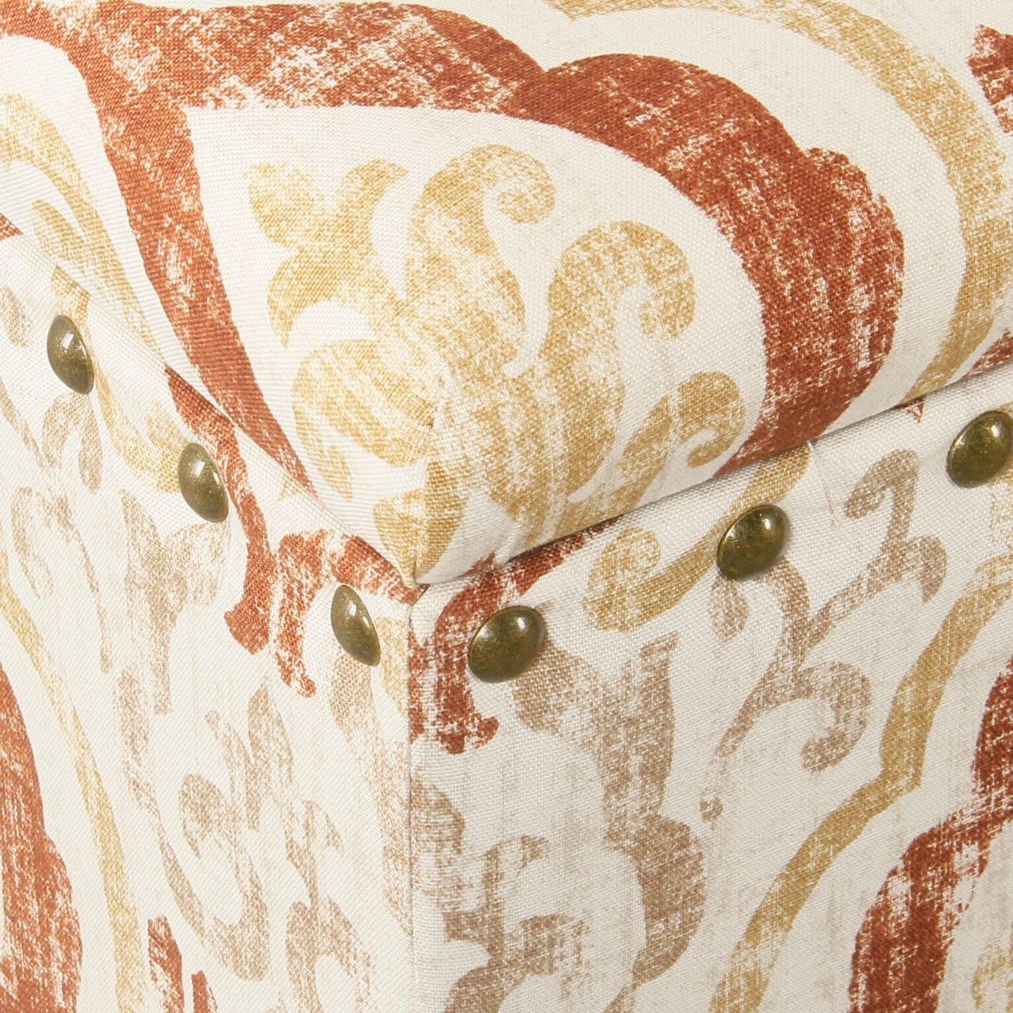 Banc de rangement capitonné Copper Grove Muscari avec garniture à clous décoratifs