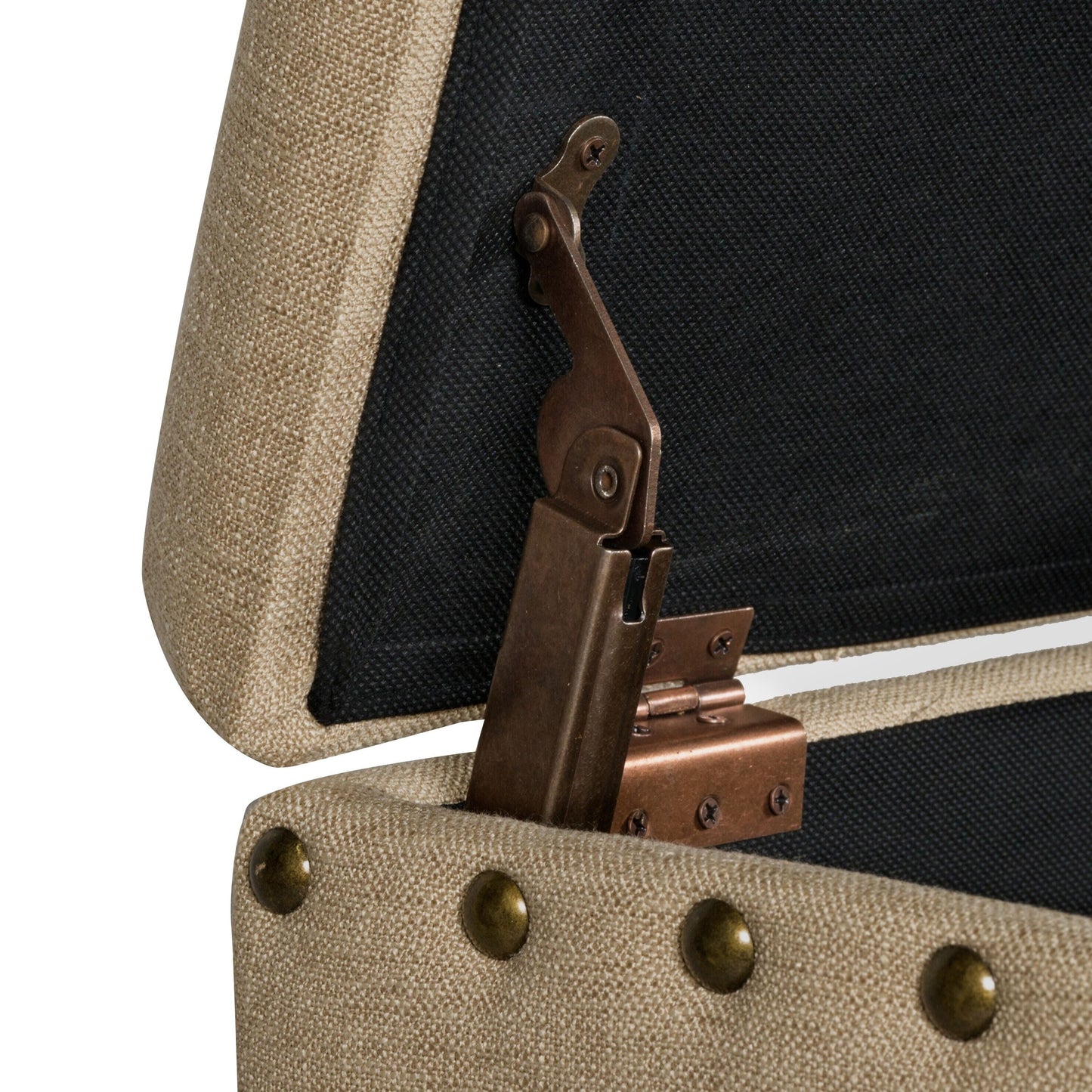 Banc de rangement capitonné Copper Grove Muscari avec garniture à clous décoratifs