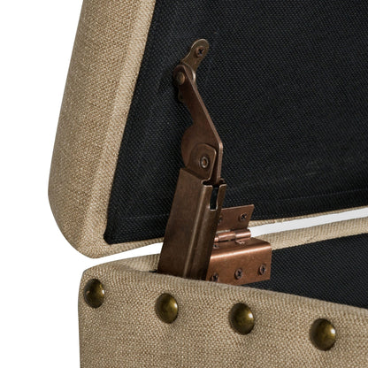 Banc de rangement capitonné Copper Grove Muscari avec garniture à clous décoratifs