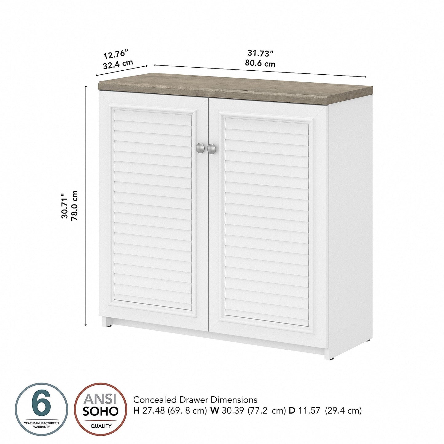 Armoire de rangement Fairview avec portes et étagères de Bush Furniture - 80,6 cm L x 32,4 cm l x 78 cm H