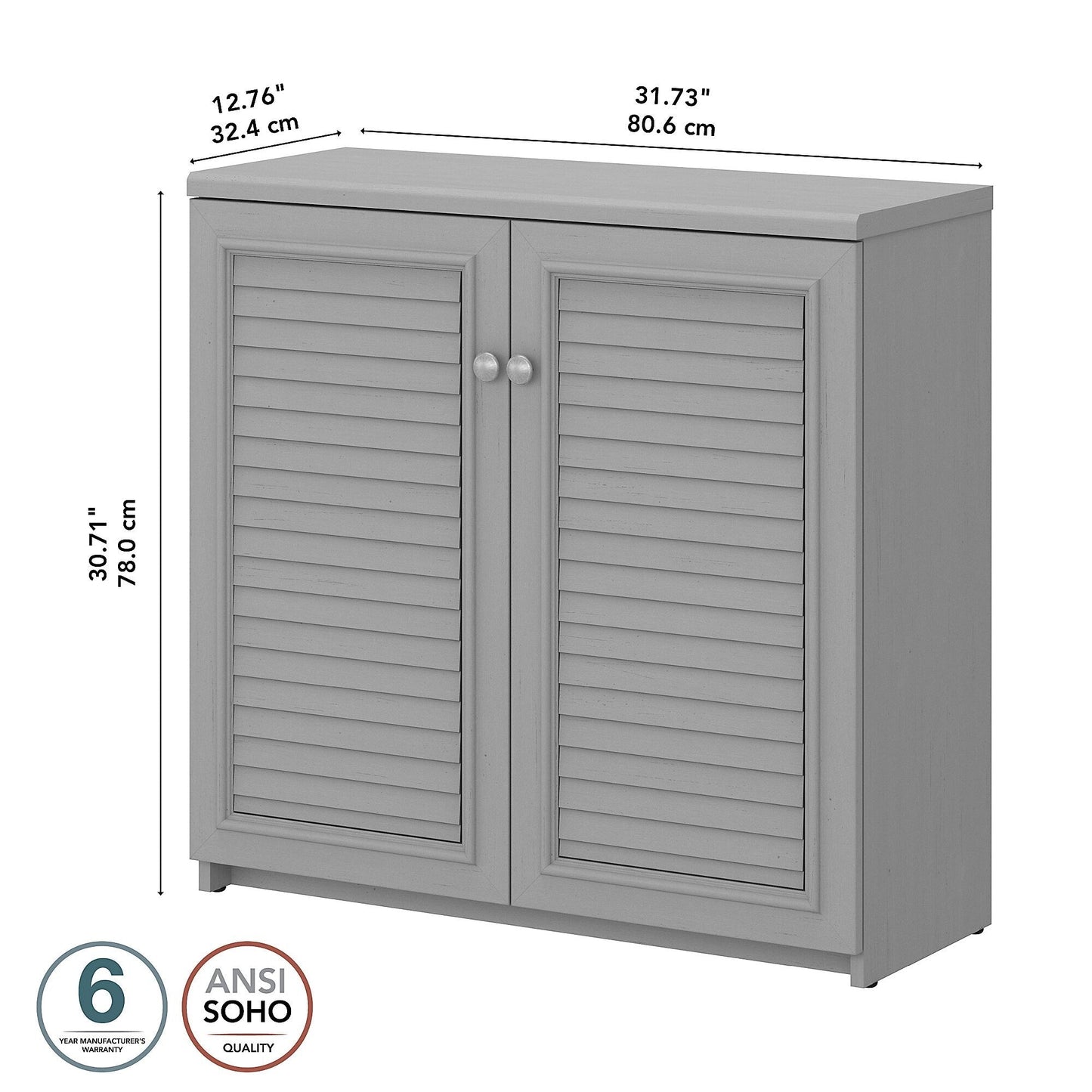 Armoire de rangement Fairview avec portes et étagères de Bush Furniture - 80,6 cm L x 32,4 cm l x 78 cm H