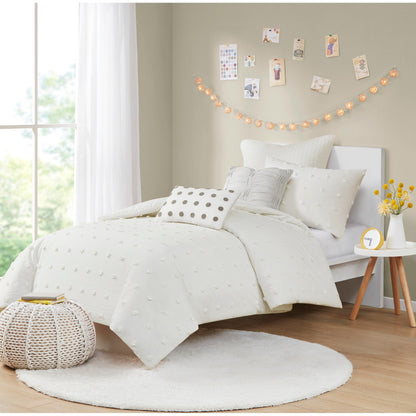 Intelligent Design Maize Cotton Jacquard Duvet Cover Set with Euro Shams and Throw Pillows