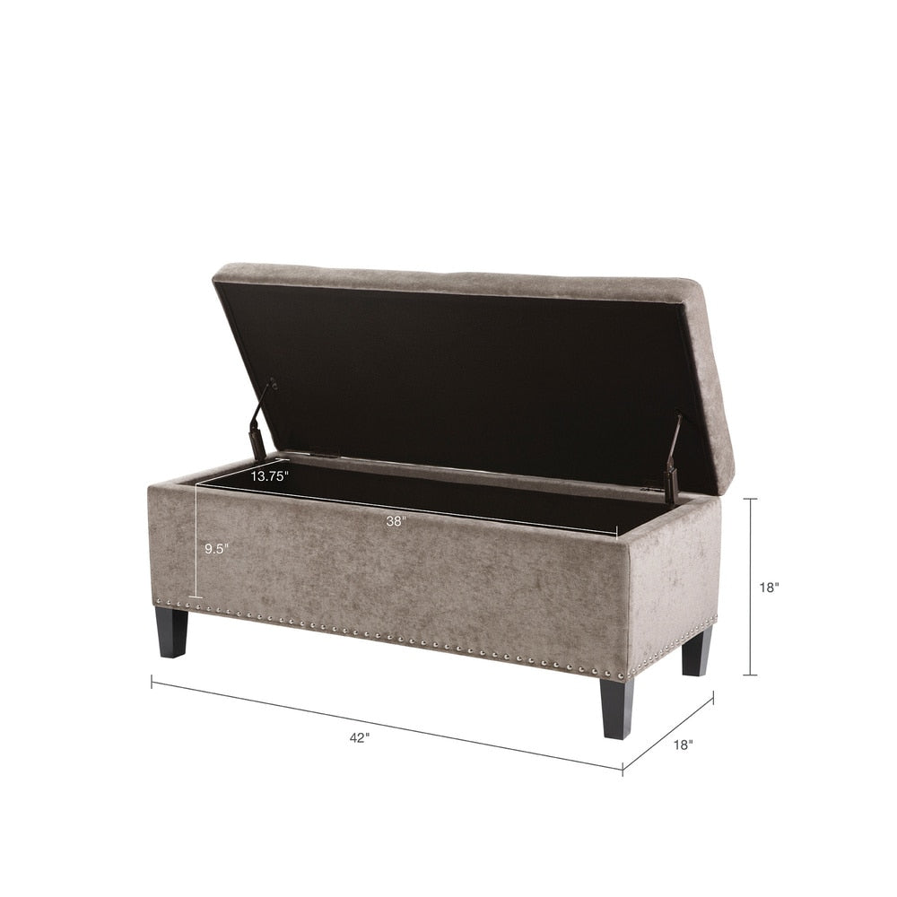 Banc de rangement Madison Park Shandra II avec dessus capitonné et fermeture amortie