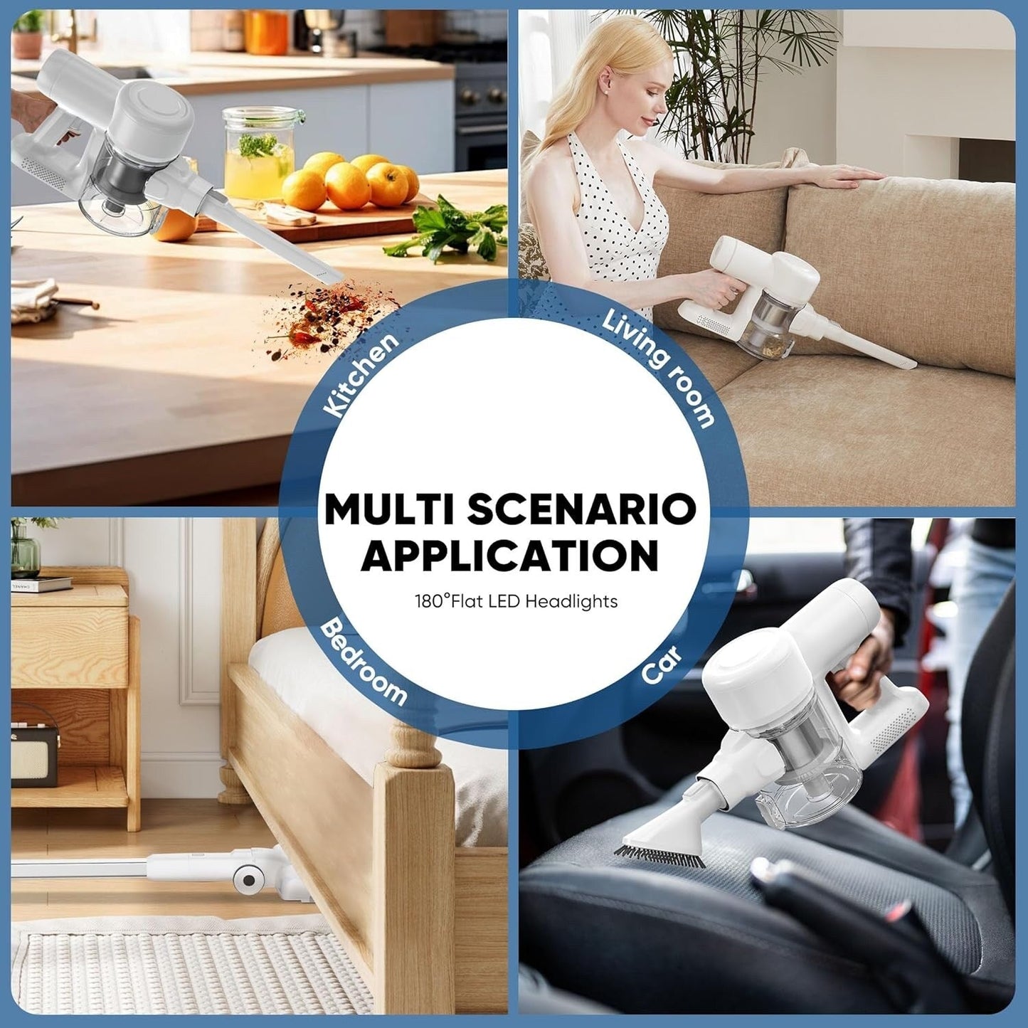 Aspirateur sans fil 3-en-1, léger pour tapis, sols durs, poils d'animaux et nettoyage de la maison.