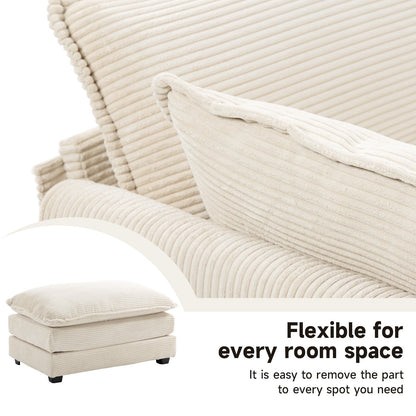 Canapé d'angle en velours côtelé avec ottomans amovibles et coussins ultra-doux pour le salon et la chambre à coucher