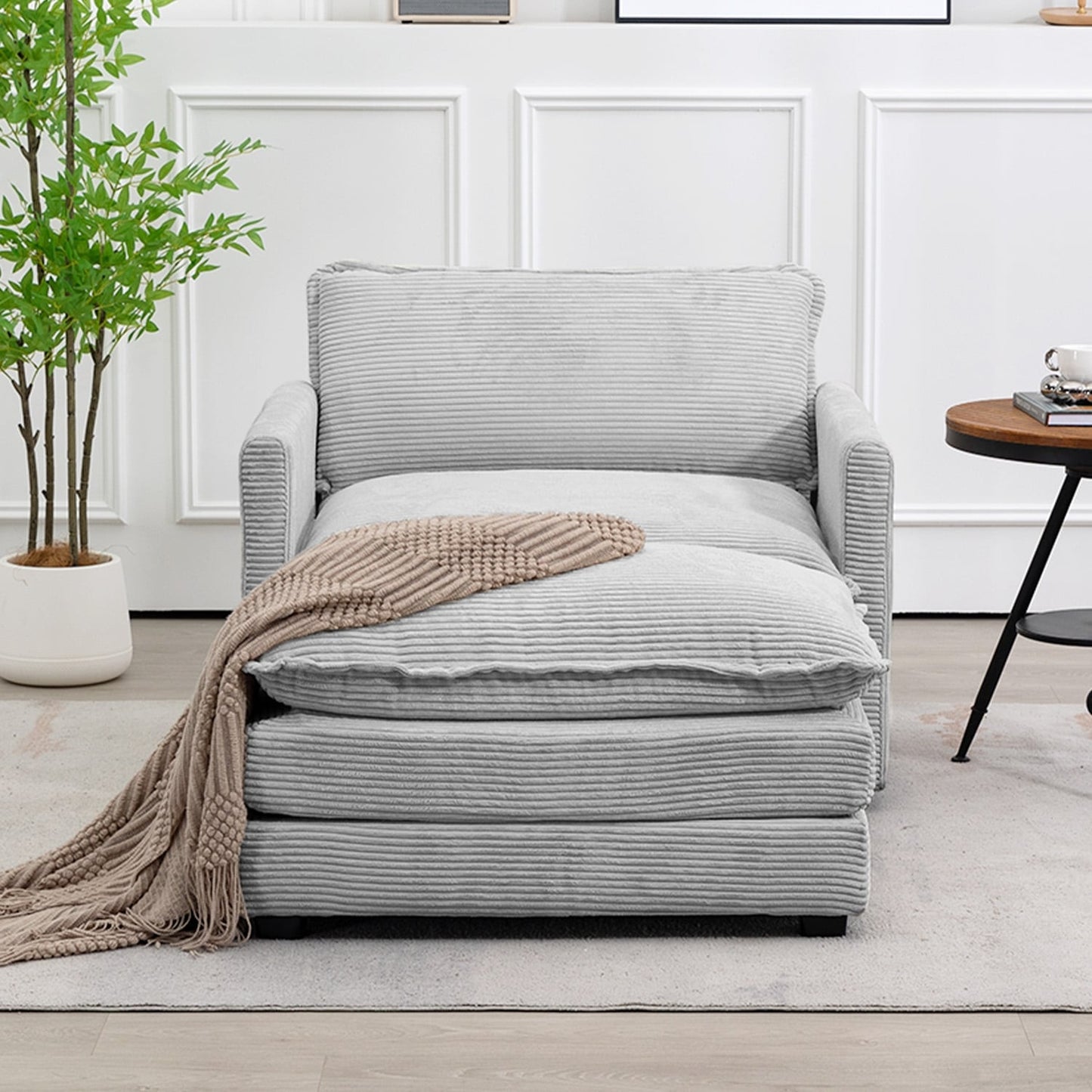 Canapé d'angle en velours côtelé avec ottomans amovibles et coussins ultra-doux pour le salon et la chambre à coucher