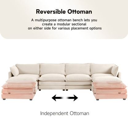 Canapé d'angle en velours côtelé avec ottomans amovibles et coussins ultra-doux pour le salon et la chambre à coucher