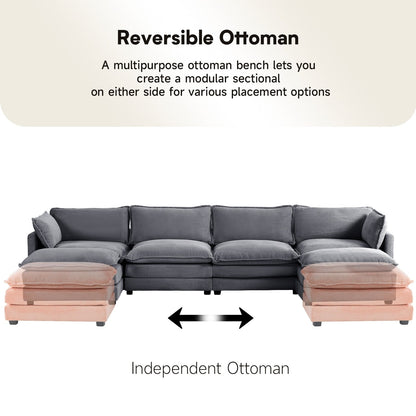 Canapé d'angle en velours côtelé avec ottomans amovibles et coussins ultra-doux pour le salon et la chambre à coucher