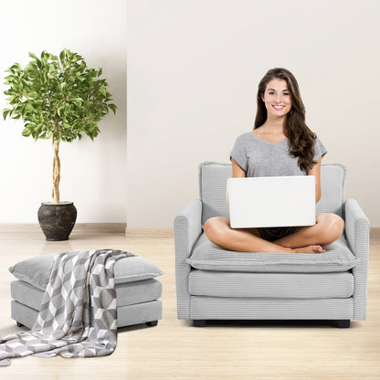 Canapé d'angle en velours côtelé avec ottomans amovibles et coussins ultra-doux pour le salon et la chambre à coucher