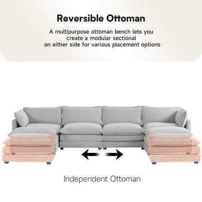 Canapé d'angle en velours côtelé avec ottomans amovibles et coussins ultra-doux pour le salon et la chambre à coucher