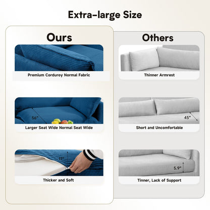 Canapé d'angle en velours côtelé avec ottomans amovibles et coussins ultra-doux pour le salon et la chambre à coucher