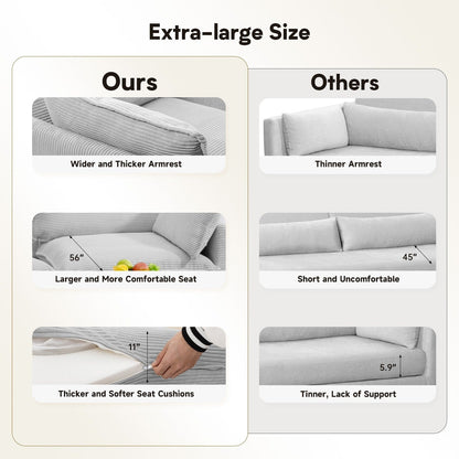 Canapé d'angle en velours côtelé avec ottomans amovibles et coussins ultra-doux pour le salon et la chambre à coucher