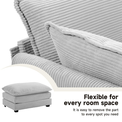 Canapé d'angle en velours côtelé avec ottomans amovibles et coussins ultra-doux pour le salon et la chambre à coucher