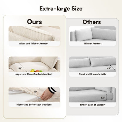 Canapé d'angle en velours côtelé avec ottomans amovibles et coussins ultra-doux pour le salon et la chambre à coucher