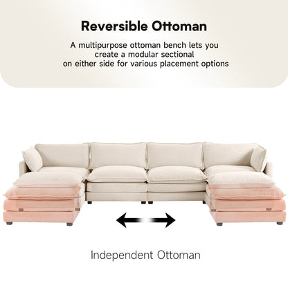 Canapé d'angle en velours côtelé avec ottomans amovibles et coussins ultra-doux pour le salon et la chambre à coucher