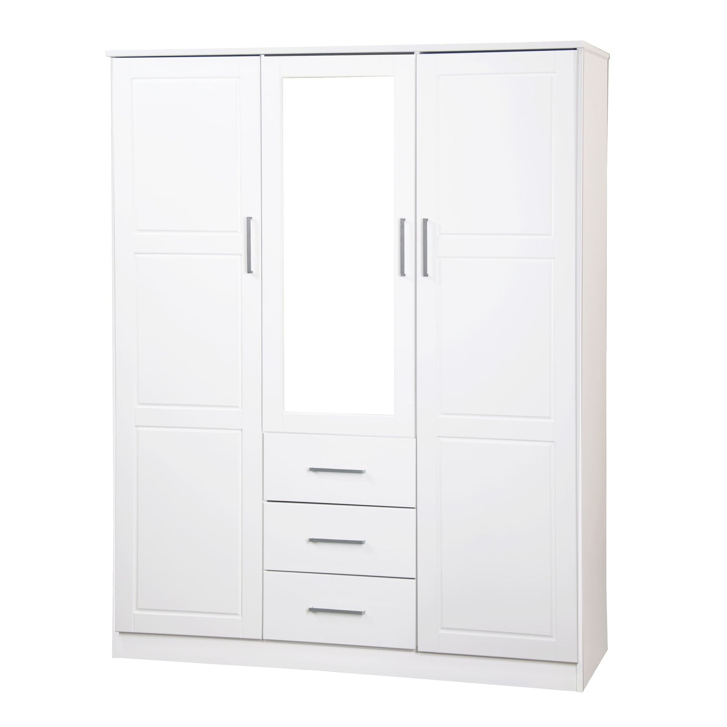 Palace Imports Armoire à 3 portes Cosmo en bois massif 100 % avec portes en bois massif ou en miroir