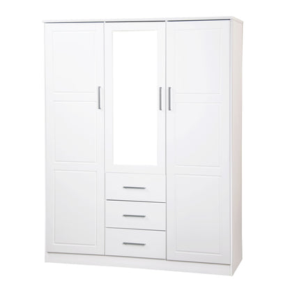 Palace Imports Armoire à 3 portes Cosmo en bois massif 100 % avec portes en bois massif ou en miroir