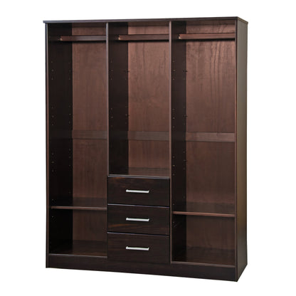 Palace Imports Armoire à 3 portes Cosmo en bois massif 100 % avec portes en bois massif ou en miroir