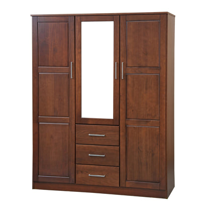 Palace Imports Armoire à 3 portes Cosmo en bois massif 100 % avec portes en bois massif ou en miroir