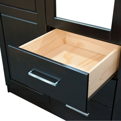 Palace Imports Armoire à 3 portes Cosmo en bois massif 100 % avec portes en bois massif ou en miroir