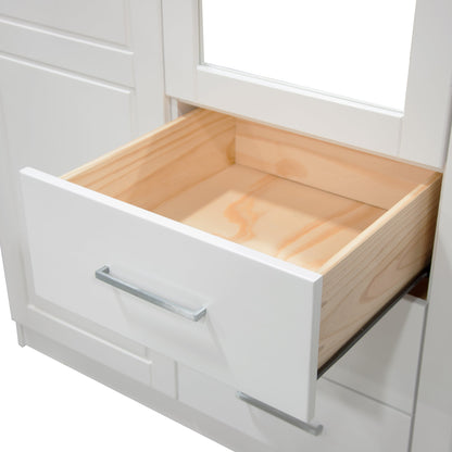 Palace Imports Armoire à 3 portes Cosmo en bois massif 100 % avec portes en bois massif ou en miroir