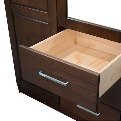 Palace Imports Armoire à 3 portes Cosmo en bois massif 100 % avec portes en bois massif ou en miroir