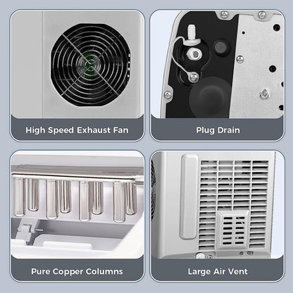 Machine à glaçons de comptoir, glaçons prêts en 6 à 8 minutes, avec pelle à glaçons et bac.