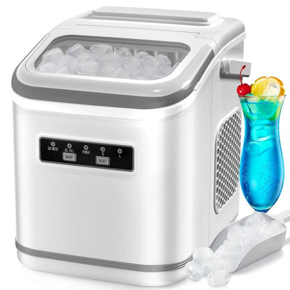 Countertop Ice Maker with Ice Scoop and Basket, 9 Cubes in 6 Mins, 26.5lbs/24h, 2 Sizes of Bullet Ice, Self-Cleaning
