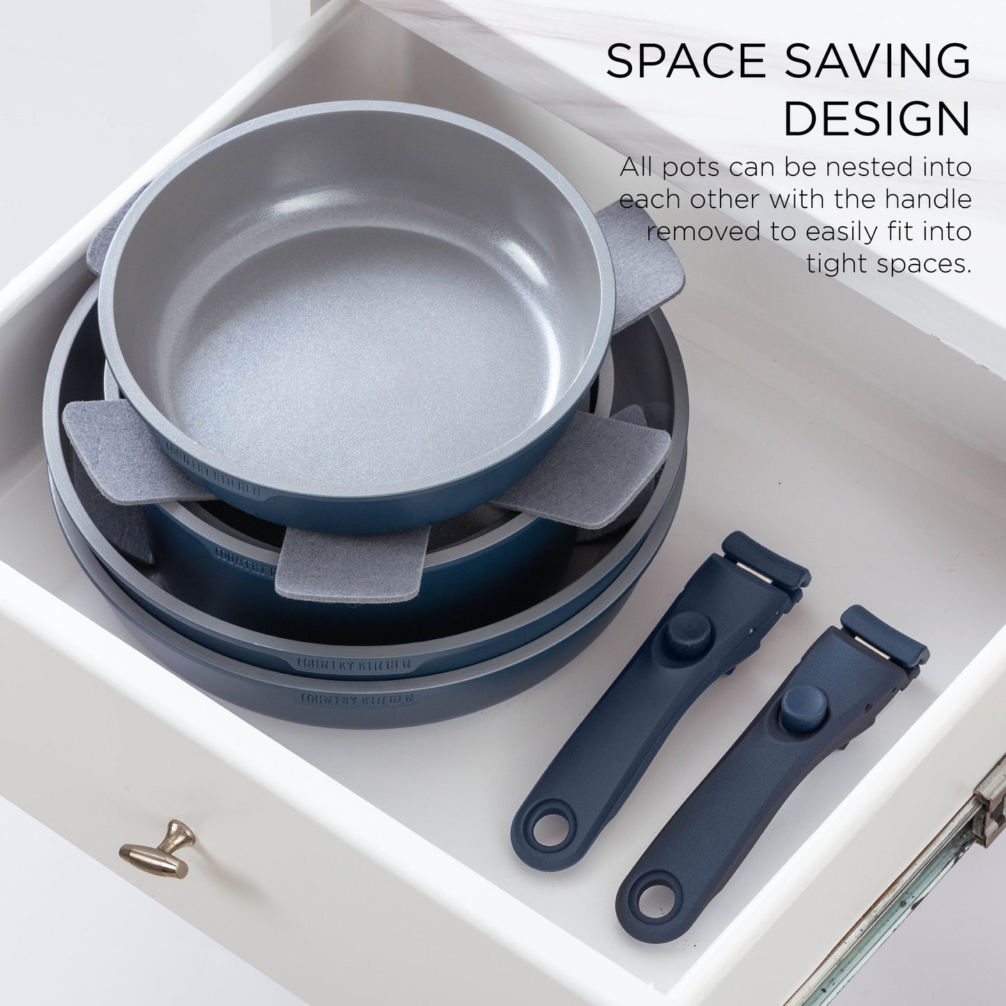 Service de cuisine Country Kitchen 16 pièces pour camping-car, céramique, avec poignées amovibles, compatible avec le four.