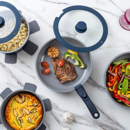 Service de cuisine Country Kitchen 16 pièces pour camping-car, céramique, avec poignées amovibles, compatible avec le four.