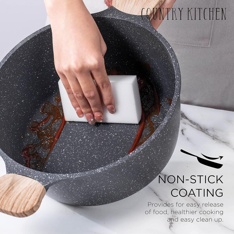 Country Kitchen Non-Stick Cast Aluminum Cookware Set - Durable Kitchen Cookware for Everyday Cooking, 6-11 Pc