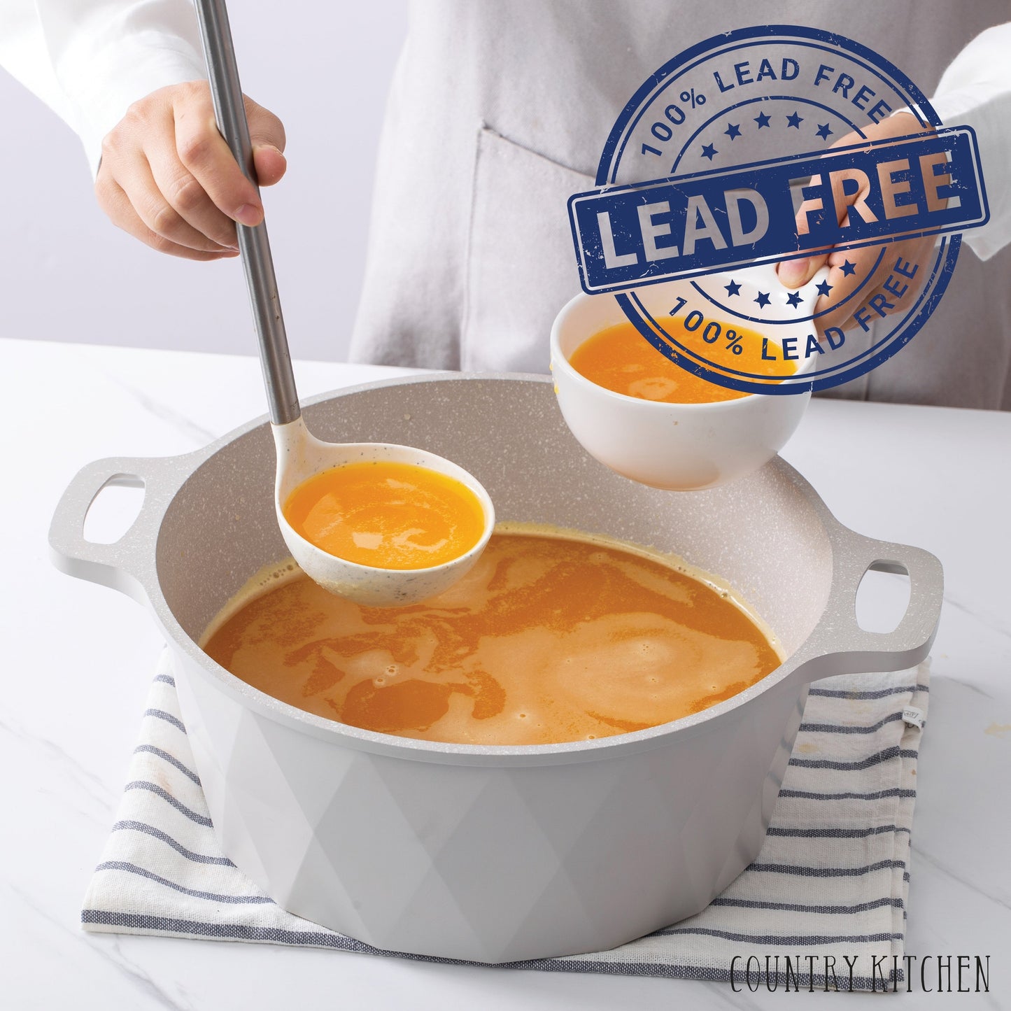 Country Kitchen Non-Stick Cast Aluminum Cookware Set - Durable Kitchen Cookware for Everyday Cooking, 6-11 Pc