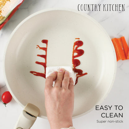 Country Kitchen RV Cookware- 13 Piece Aluminum Pots and Pans with Removable Handle Oven Safe