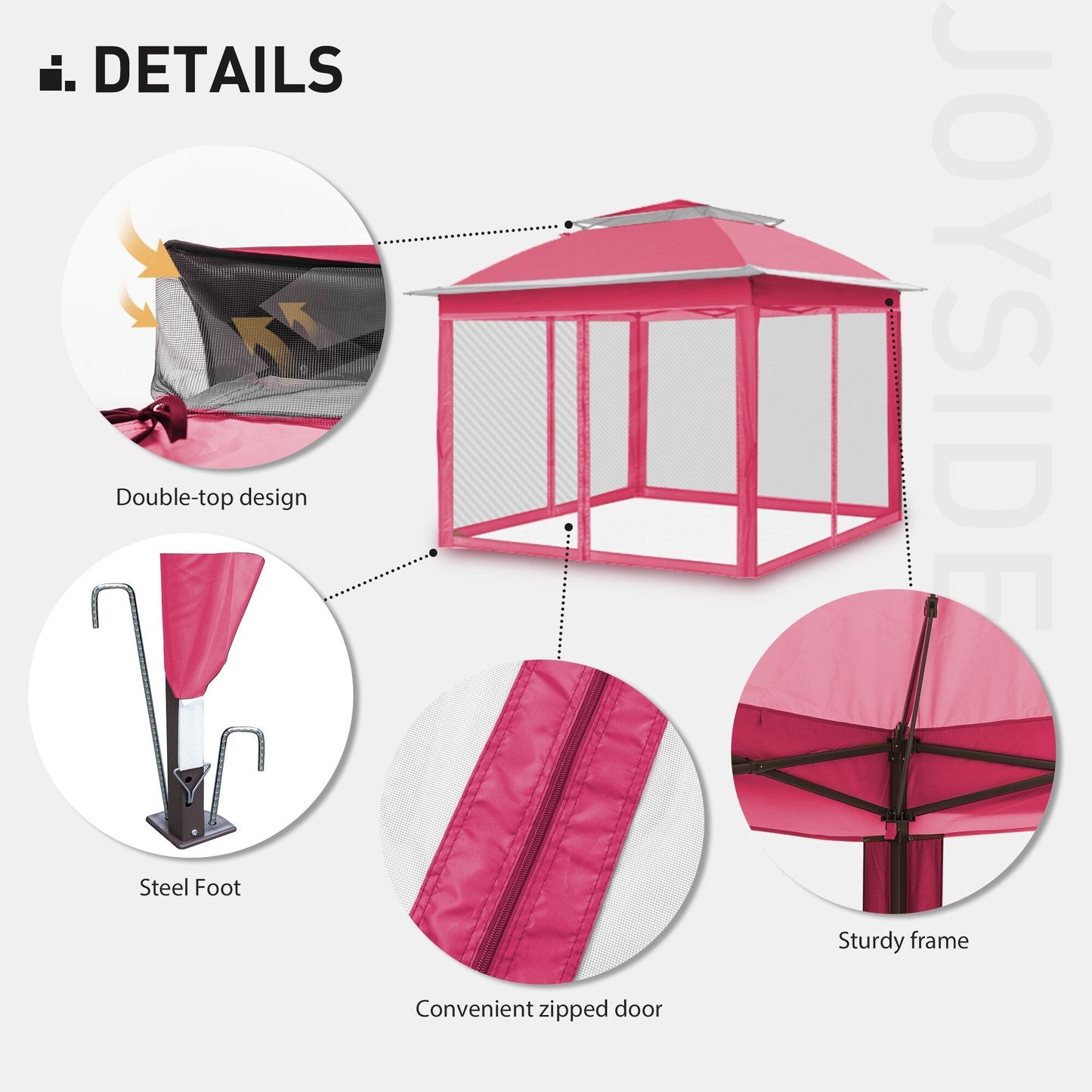Gazebo en acier Cozywor de 3,35 m x 3,35 m (11 pi x 11 pi) avec moustiquaire