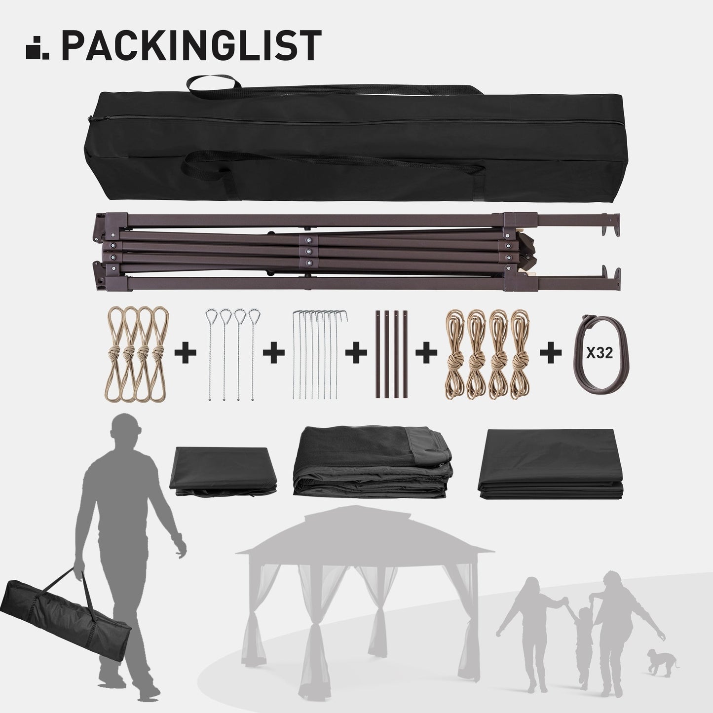 Gazebo en acier Cozywor de 3,35 m x 3,35 m (11 pi x 11 pi) avec moustiquaire