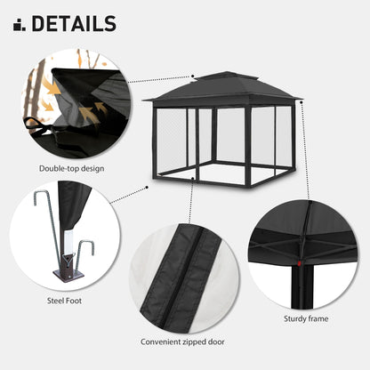 Gazebo en acier Cozywor de 3,35 m x 3,35 m (11 pi x 11 pi) avec moustiquaire