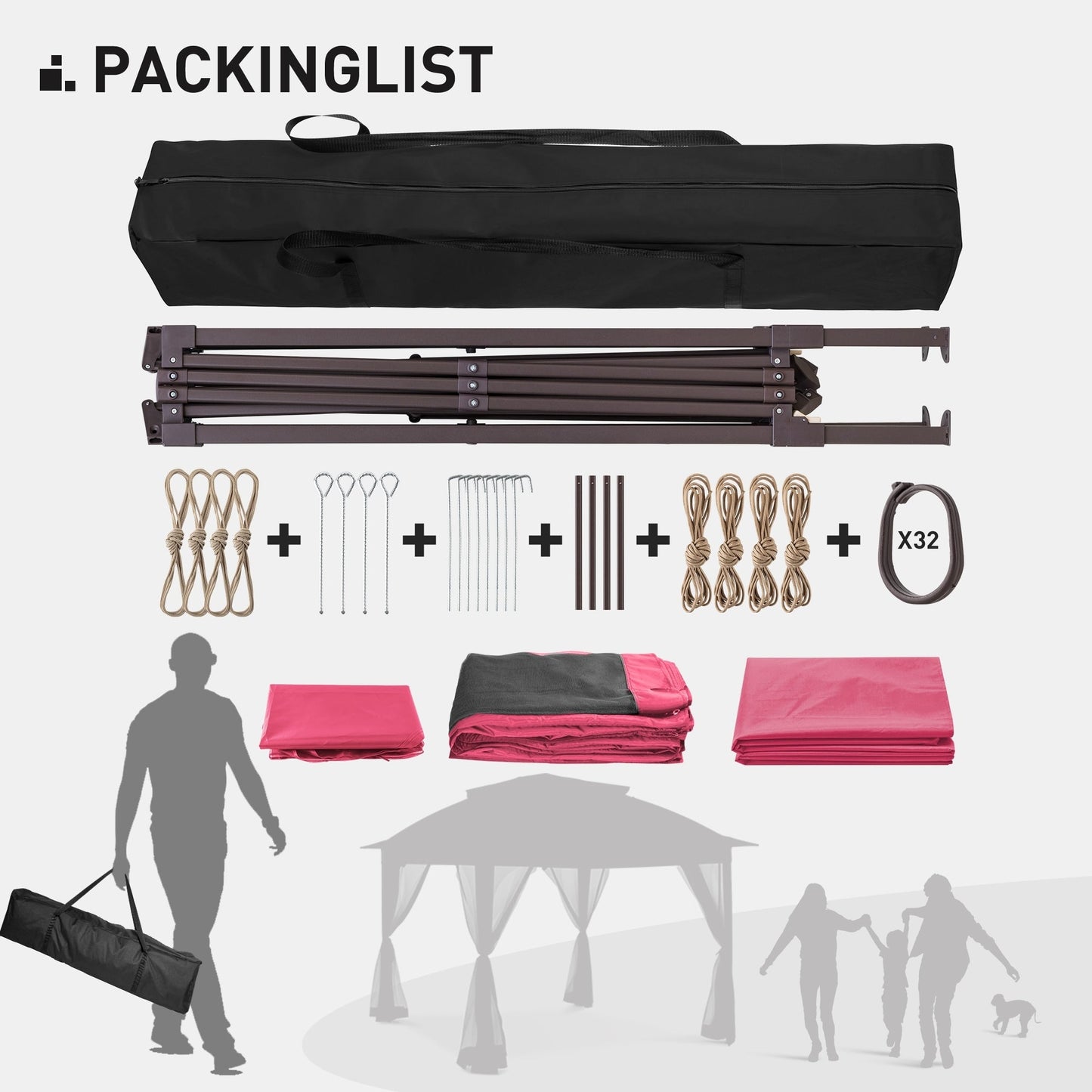 Gazebo en acier Cozywor de 3,35 m x 3,35 m (11 pi x 11 pi) avec moustiquaire