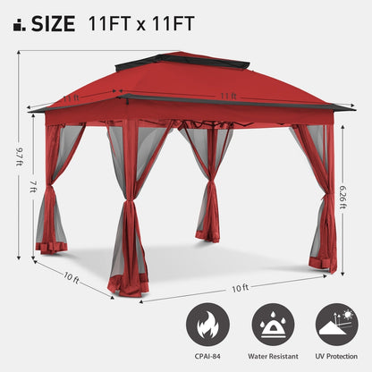 Gazebo en acier Cozywor de 3,35 m x 3,35 m (11 pi x 11 pi) avec moustiquaire