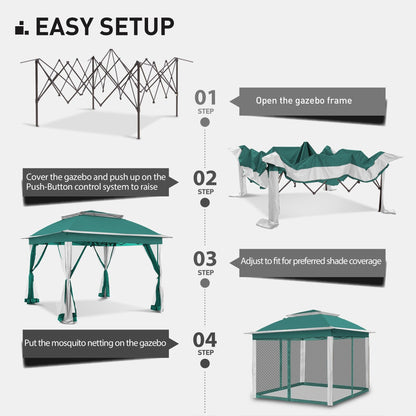 Gazebo en acier Cozywor de 3,35 m x 3,35 m (11 pi x 11 pi) avec moustiquaire