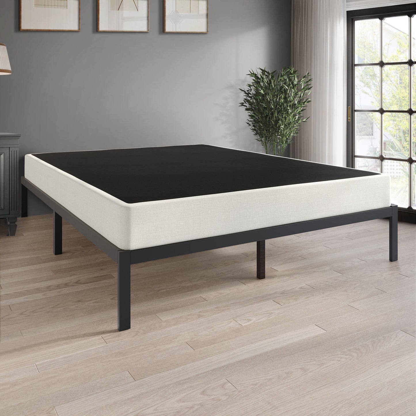 Sommier à ressorts métalliques de 5 pouces avec revêtement en lin gris chaud de CraftPorch