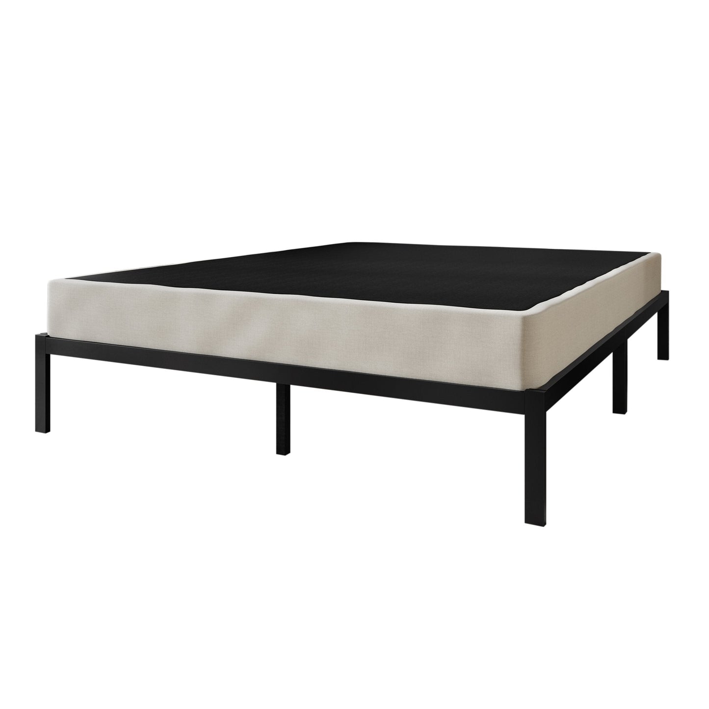 Sommier à lattes en bois massif CraftPorch de 5 pouces avec revêtement en lin gris chaud