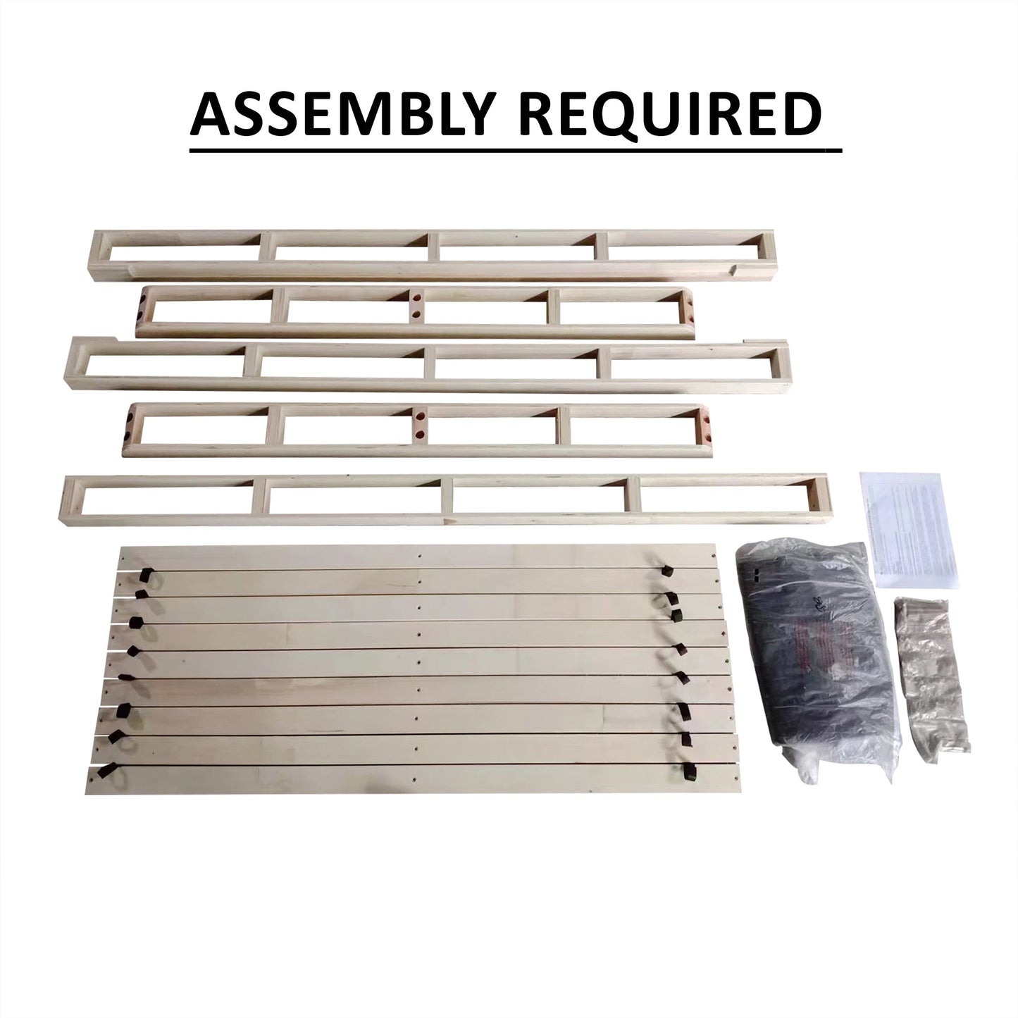 Sommier à lattes en bois massif CraftPorch de 5 pouces avec revêtement en lin gris chaud