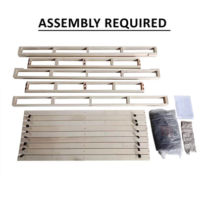 Sommier à lattes en bois massif CraftPorch de 5 pouces avec revêtement en lin gris chaud