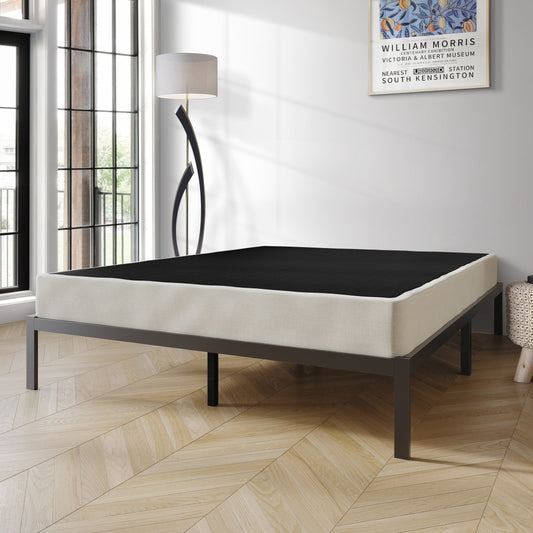 Sommier à lattes en bois massif CraftPorch de 5 pouces avec revêtement en lin gris chaud