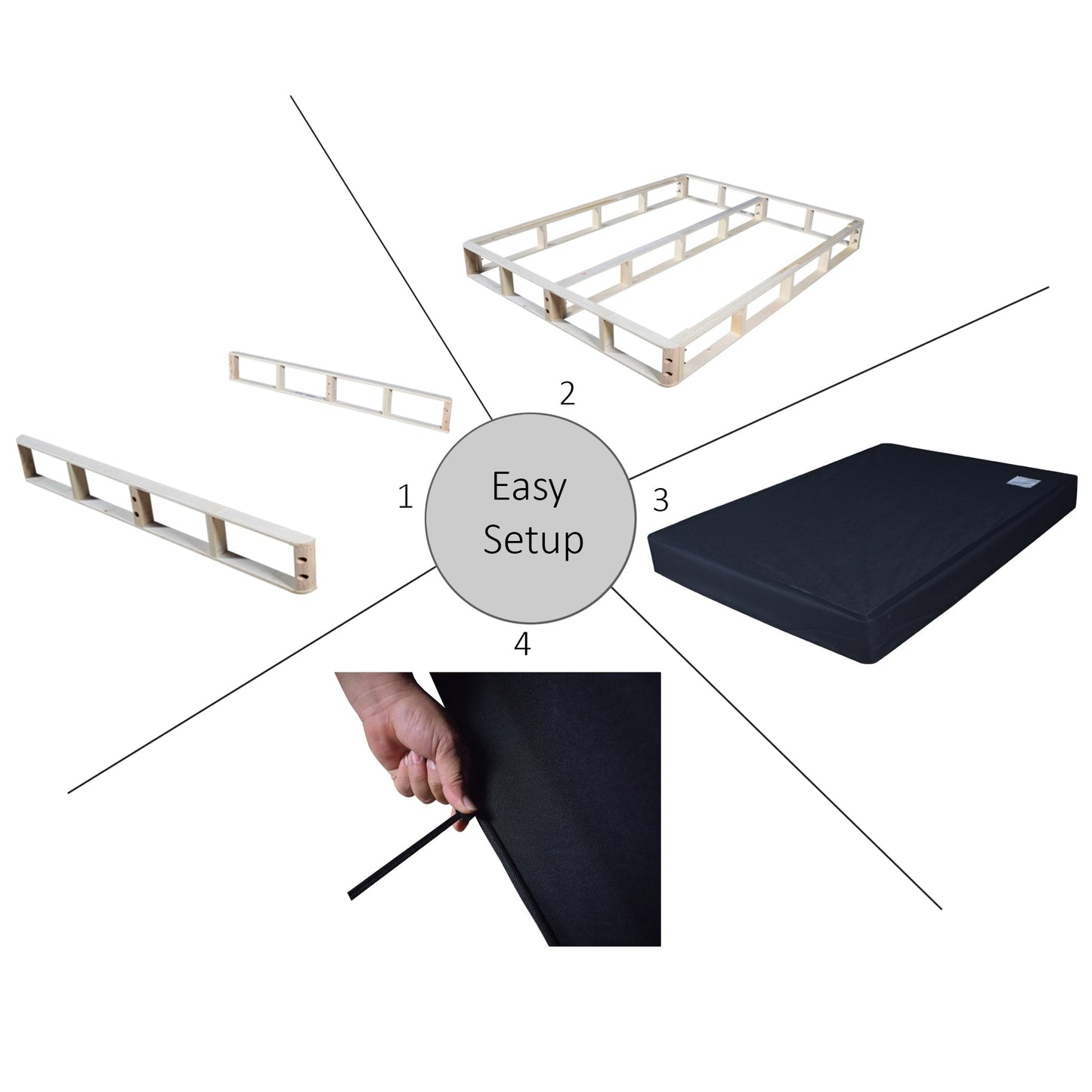 Sommier à lattes en bois massif CraftPorch de 5 pouces avec revêtement en lin gris chaud