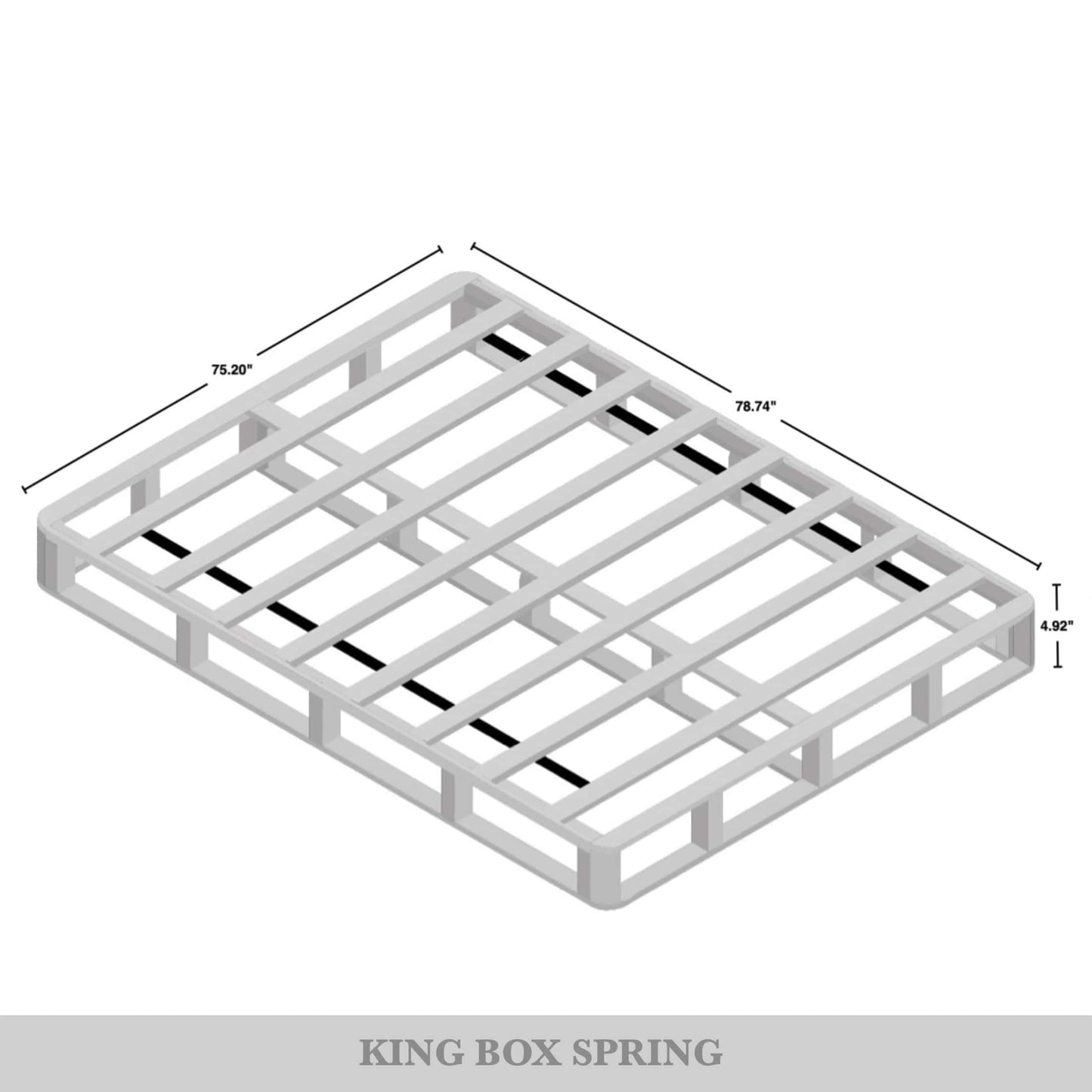 Sommier à lattes en bois massif CraftPorch de 5 pouces avec revêtement en lin gris chaud